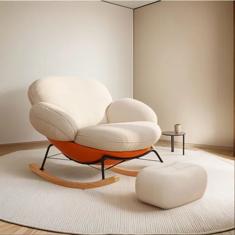GENERICO - Sillón Mecedora Felpa Con Reposapiés Soporte Lumbar Y Pies