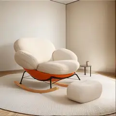 GENERICO - Sillón Mecedora Felpa Con Reposapiés Soporte Lumbar Y Pies