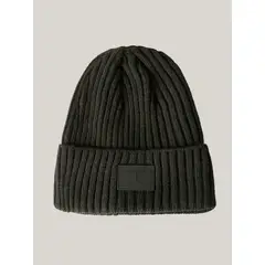 TOMMY HILFIGER - Beanie De Canalé Con Logo Negro