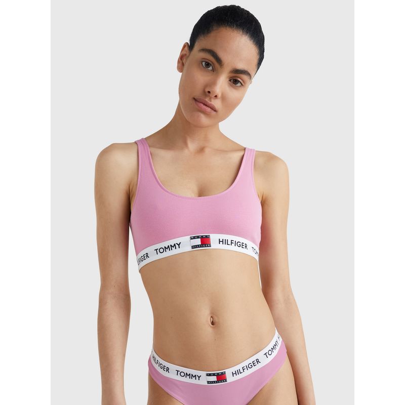 TOMMY HILFIGER - Bralette De Algodón Elástico Rosado Tommy Hilfiger