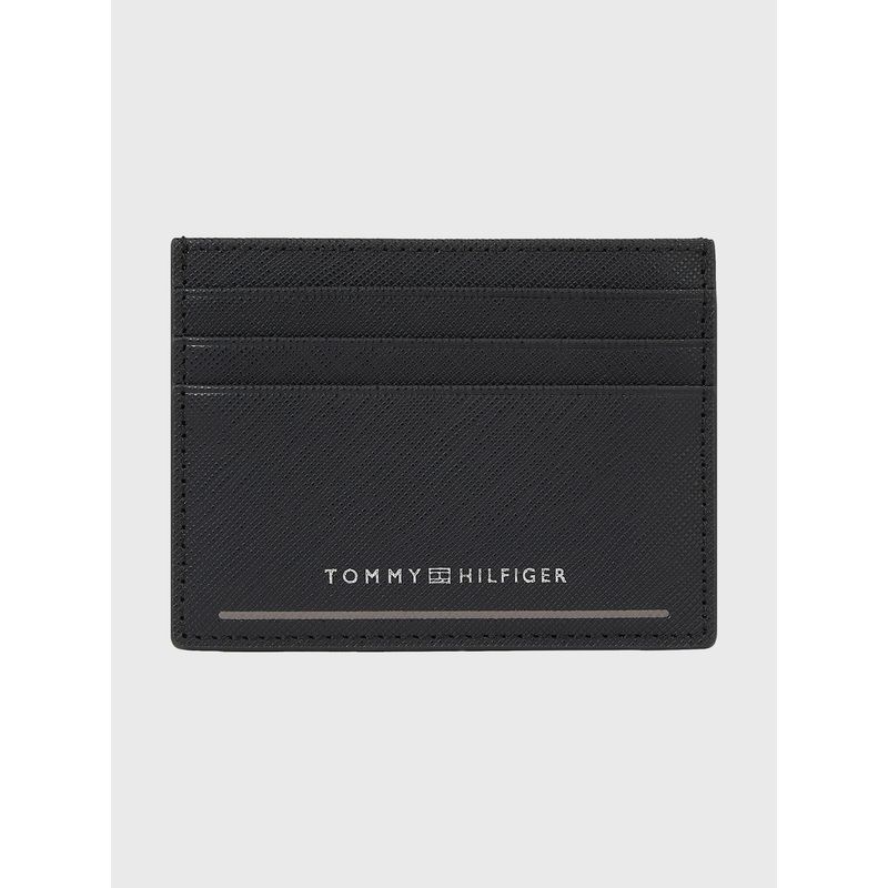 TOMMY HILFIGER - Tarjetero Saffiano Con Logo Negro Tommy Hilfiger