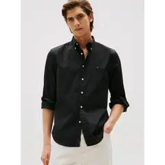 TOMMY HILFIGER - Camisa Flex Poplin Regular Fit Negro