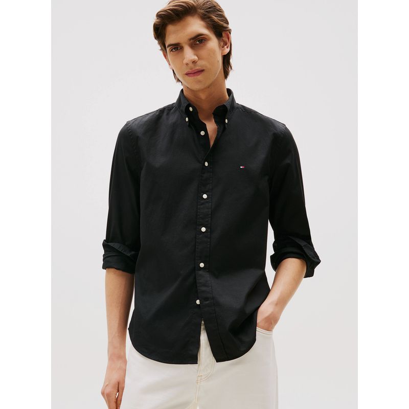 TOMMY HILFIGER - Camisa Flex Poplin Regular Fit Negro Tommy Hilfiger