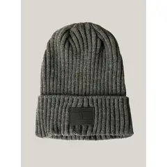 TOMMY HILFIGER - Beanie De Canalé Con Logo Gris