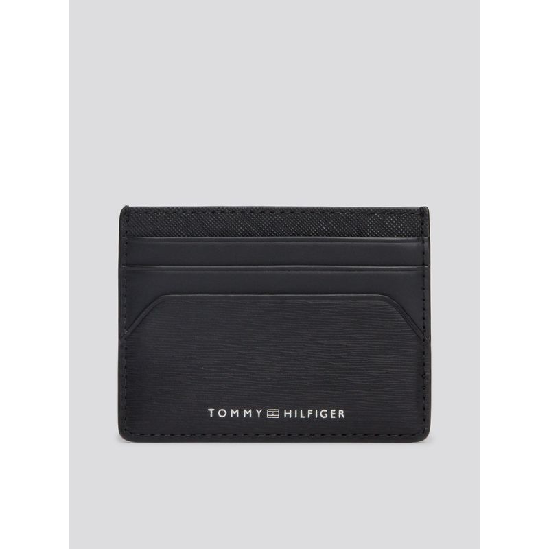 TOMMY HILFIGER - Tarjetero De Cuero Solid Negro Tommy Hilfiger