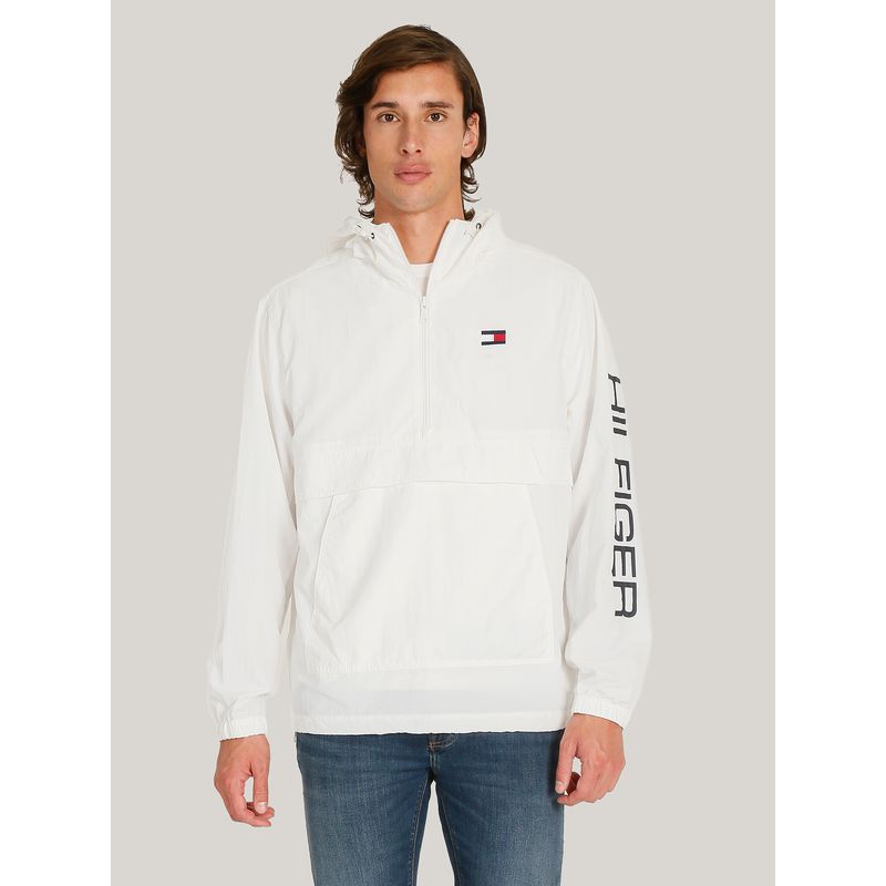 TOMMY HILFIGER - Chaqueta Impermeable De Medio Cierre Blanco Tommy Hilfiger