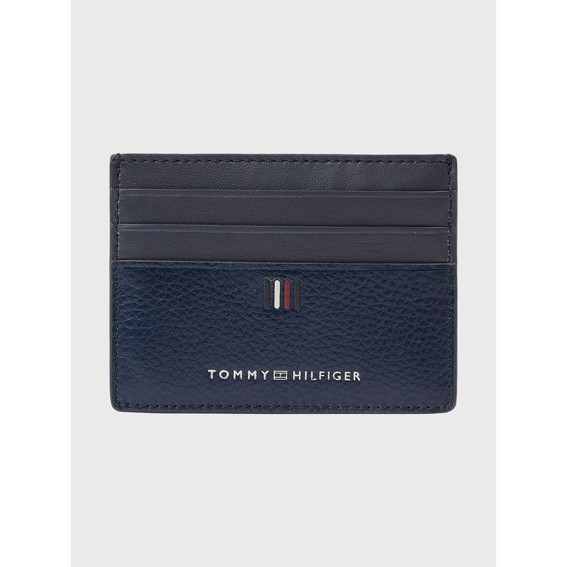 TOMMY HILFIGER - Tarjetero De Cuero Con Logo Azul Tommy Hilfiger