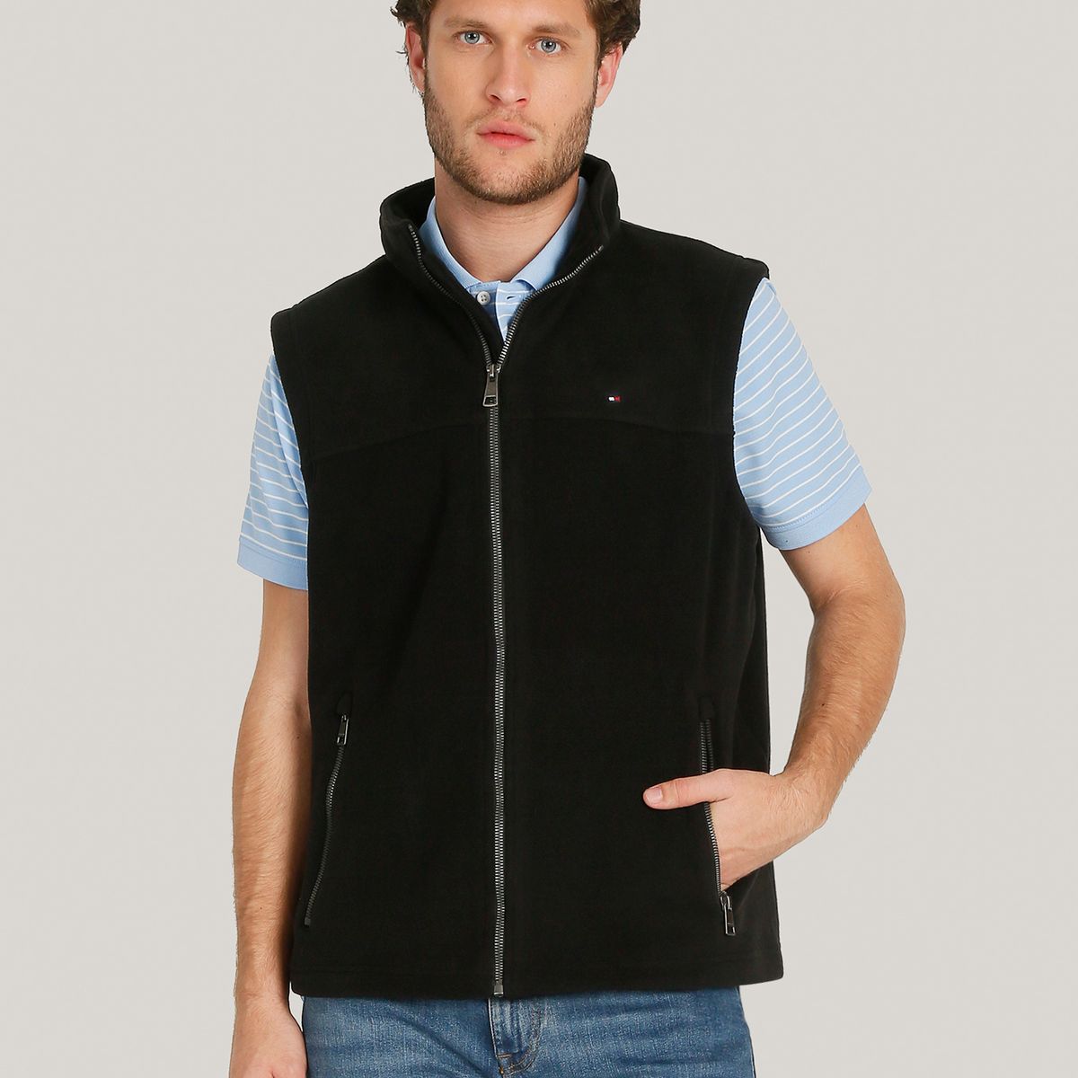 TOMMY HILFIGER - Chaqueta Vest Solid Con Logo Negro Tommy Hilfiger