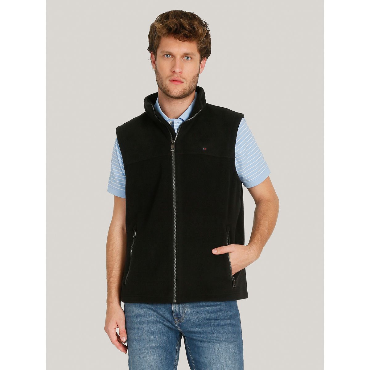 TOMMY HILFIGER - Chaqueta Vest Solid Con Logo Negro Tommy Hilfiger