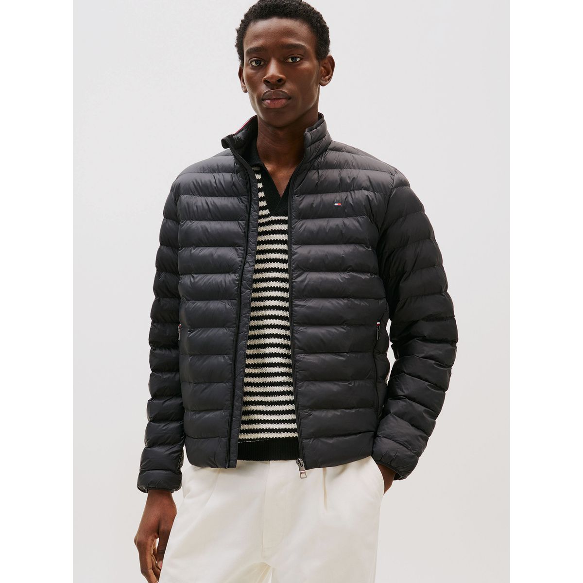 TOMMY HILFIGER - Parka Packable Solid Con Logo Negro Tommy Hilfiger