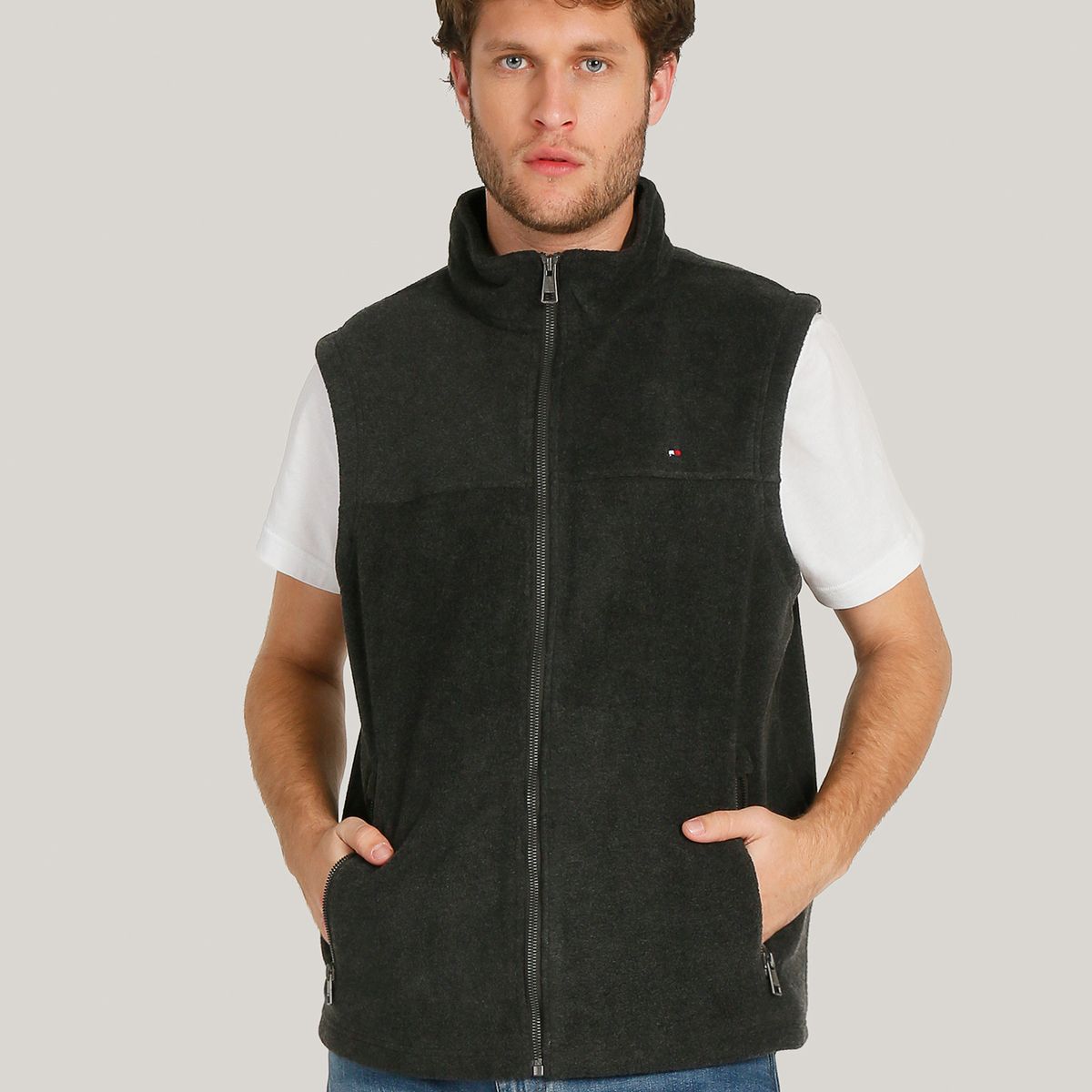 TOMMY HILFIGER - Chaqueta Vest Solid Con Logo Gris Tommy Hilfiger