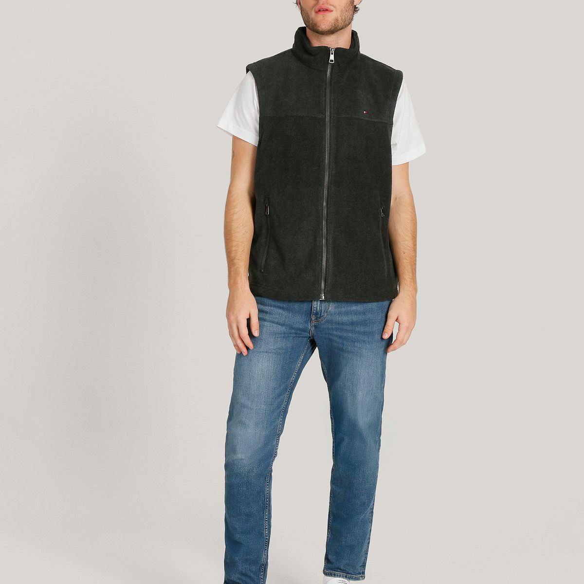 TOMMY HILFIGER - Chaqueta Vest Solid Con Logo Gris Tommy Hilfiger