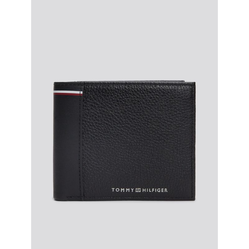 TOMMY HILFIGER - Billetera De Cuero Texturizada Negro Tommy Hilfiger