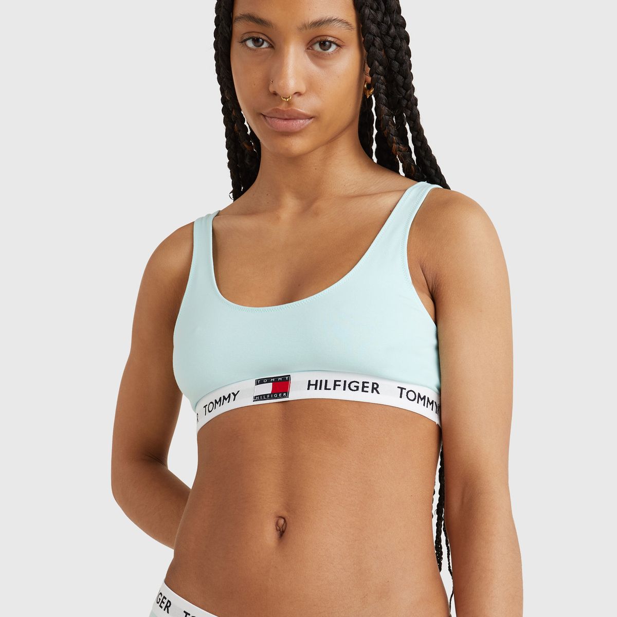 TOMMY HILFIGER - Bralette De Algodón Elástico Celeste Tommy Hilfiger