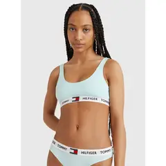 TOMMY HILFIGER - Bralette De Algodón Elástico Celeste