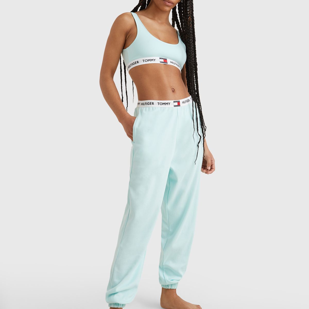 TOMMY HILFIGER - Bralette De Algodón Elástico Celeste Tommy Hilfiger