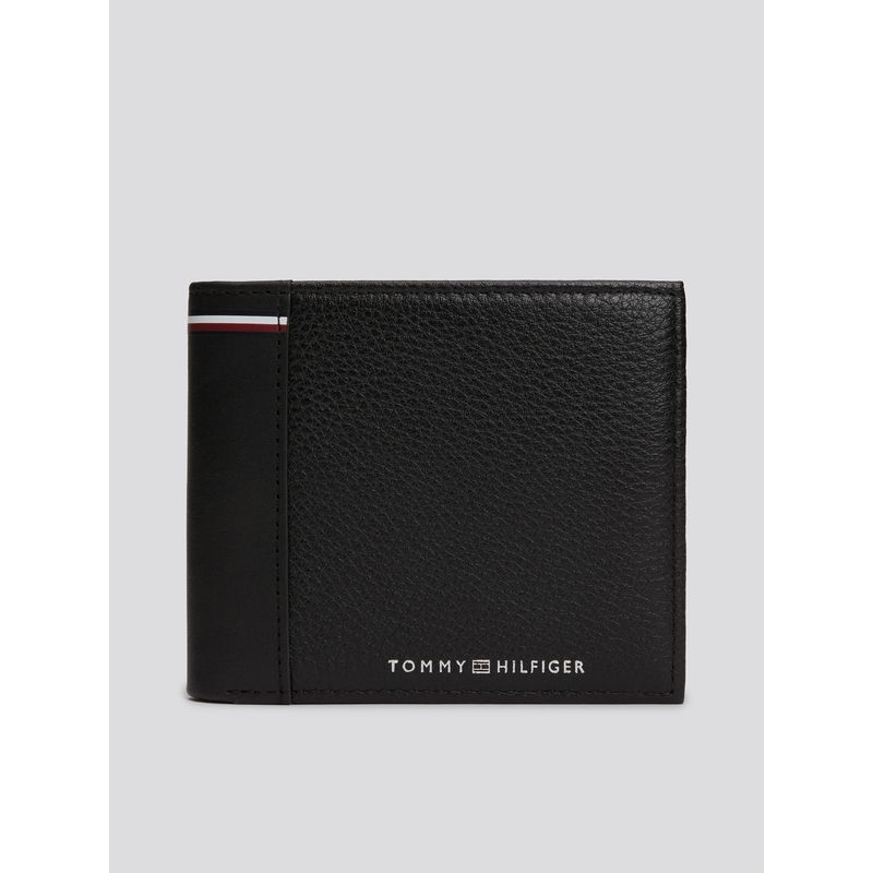 TOMMY HILFIGER - Tarjetero Plegable De Cuero Negro Tommy Hilfiger
