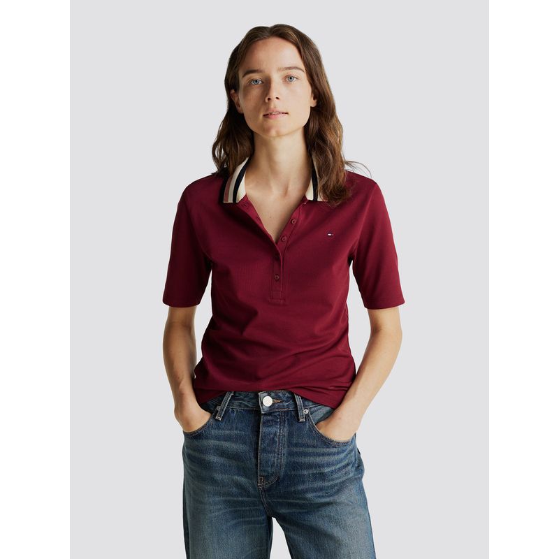 TOMMY HILFIGER - Polo De Piqué Slim Fit Burdeo Tommy Hilfiger