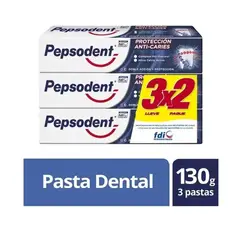 PEPSODENT - Pack X3 Pasta Dental Proteccion Anti Caries 130g