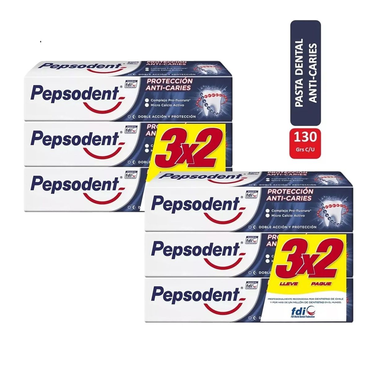 PEPSODENT - Pack X6 Pasta Dental Pepsodent Proteccion Anti Caries 130g