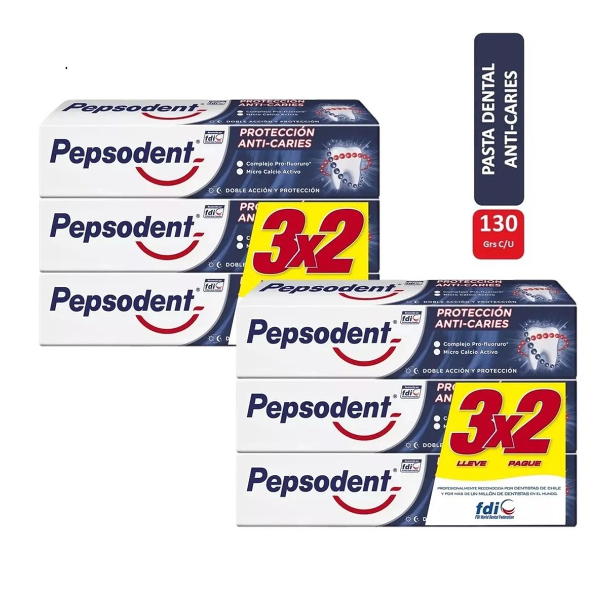 PEPSODENT - Pack X6 Pasta Dental Pepsodent Proteccion Anti Caries 130g