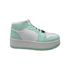 HERIEL - Zapatilla Blanca con Verde Plataforma.