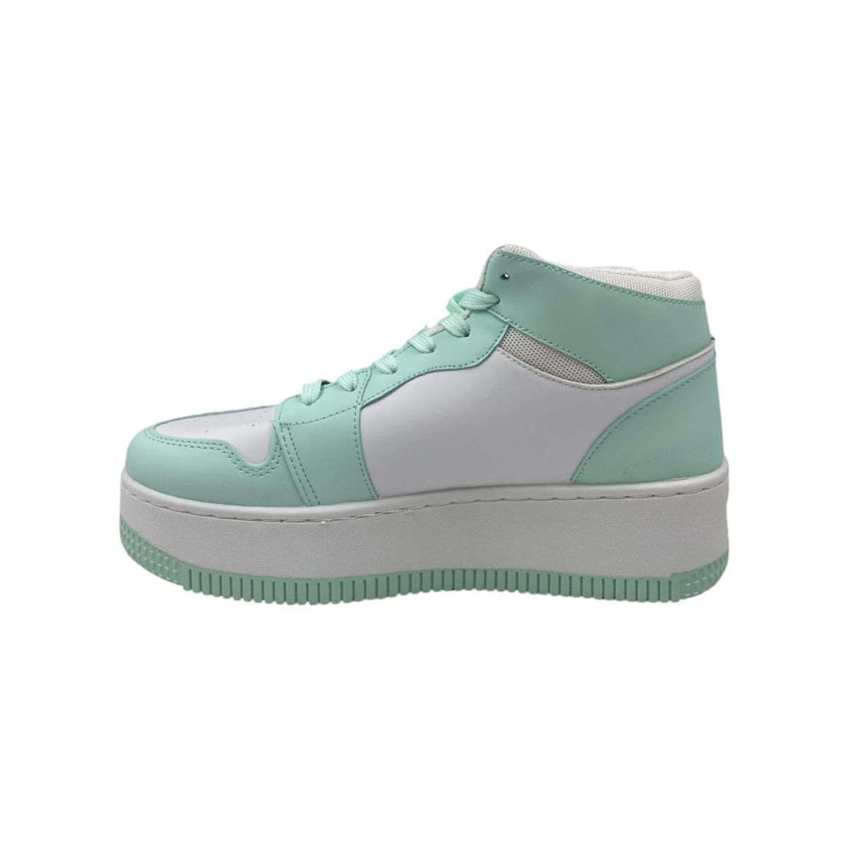 HERIEL - Zapatilla Blanca con Verde Plataforma