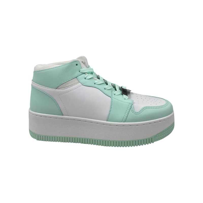 HERIEL - Zapatilla Blanca con Verde Plataforma.