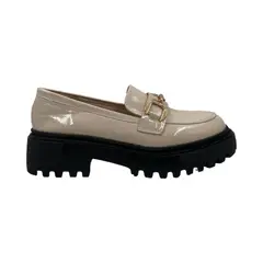 HERIEL - Mocasín Negro y Beige Charol.
