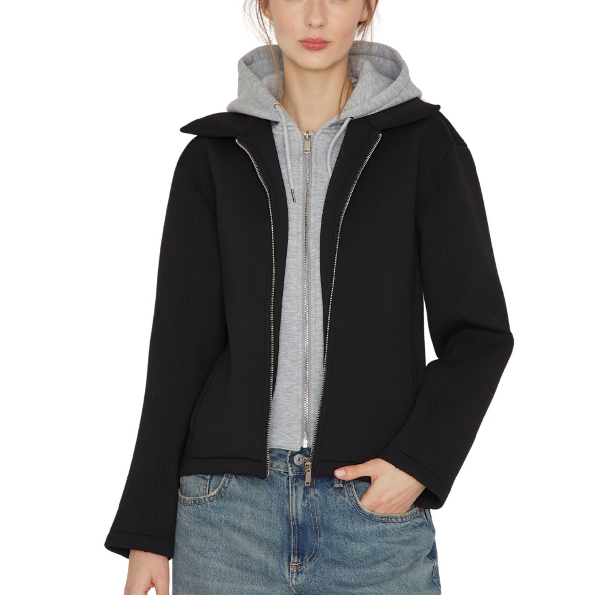 JACINTA TIENDA - Bomber Hoodie negra Jacinta Tienda
