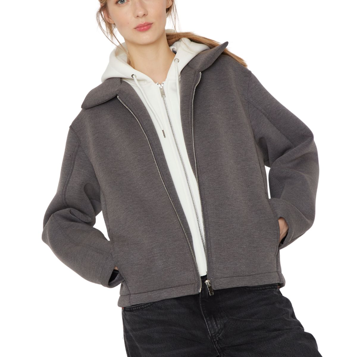 JACINTA TIENDA - Bomber Hoodie gris Jacinta Tienda