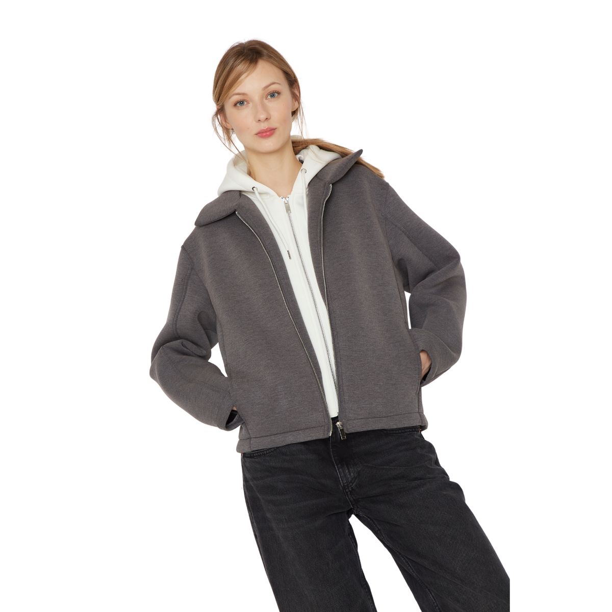 JACINTA TIENDA - Bomber Hoodie gris Jacinta Tienda