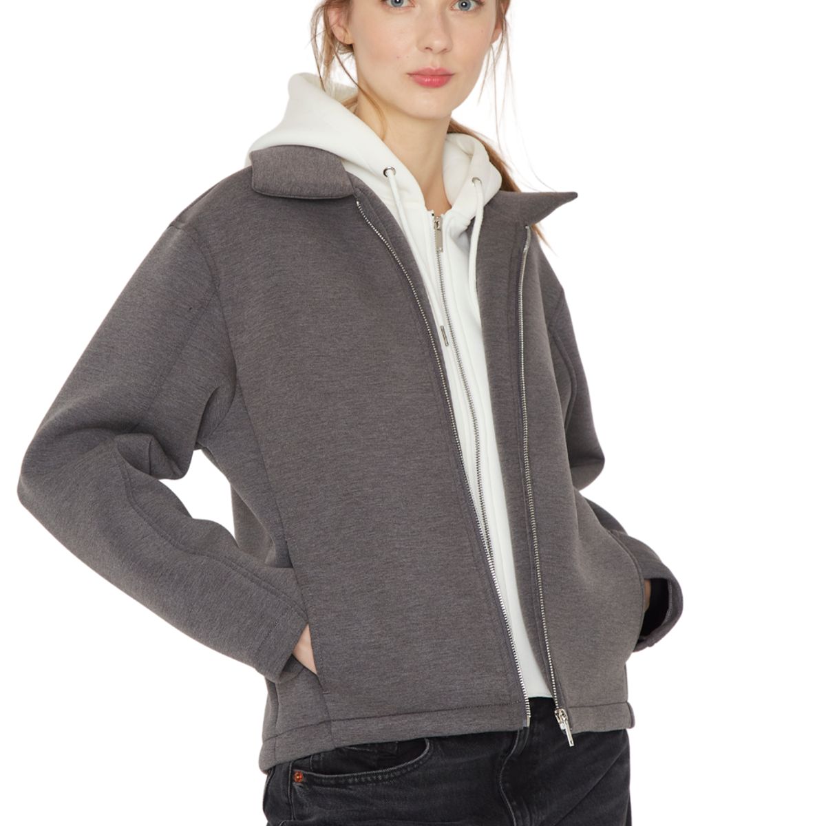 JACINTA TIENDA - Bomber Hoodie gris Jacinta Tienda
