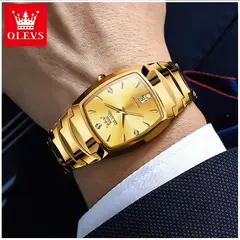 STARTECHOFFICE - Reloj Dorado Lujo para Hombre Movimiento de Cuarzo Japonés