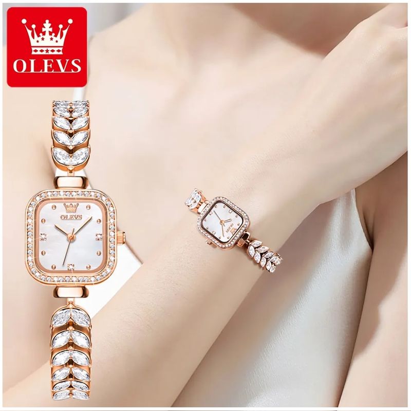 STARTECHOFFICE - Reloj de mujer con diseño tipo joya cuadrada de acero cristales de zirconia