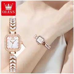 STARTECHOFFICE - Reloj de mujer con diseño tipo joya cuadrada de acero cristales de zirconia