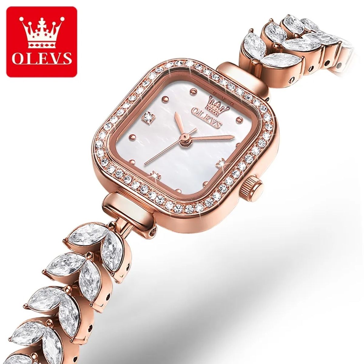 STARTECHOFFICE - Reloj de mujer con diseño tipo joya cuadrada de acero cristales de zirconia Correa Estilo Sirena