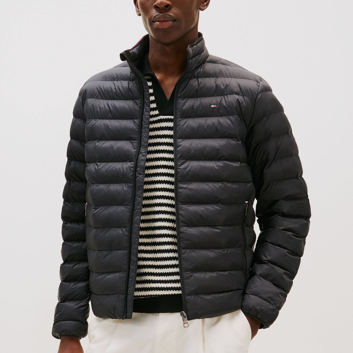 TOMMY HILFIGER - Parka Packable Solid Con Logo Negro Tommy Hilfiger