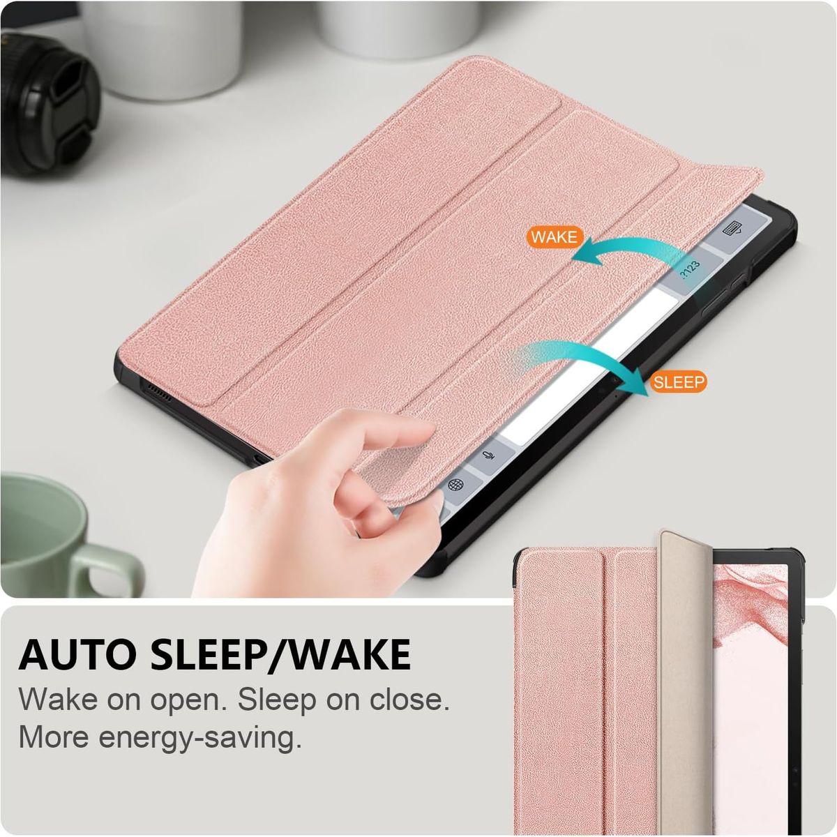 GENERICO - Funda Inteligente Para Samsung Galaxy Tab S9 FE+ S9+ Rosa Gold