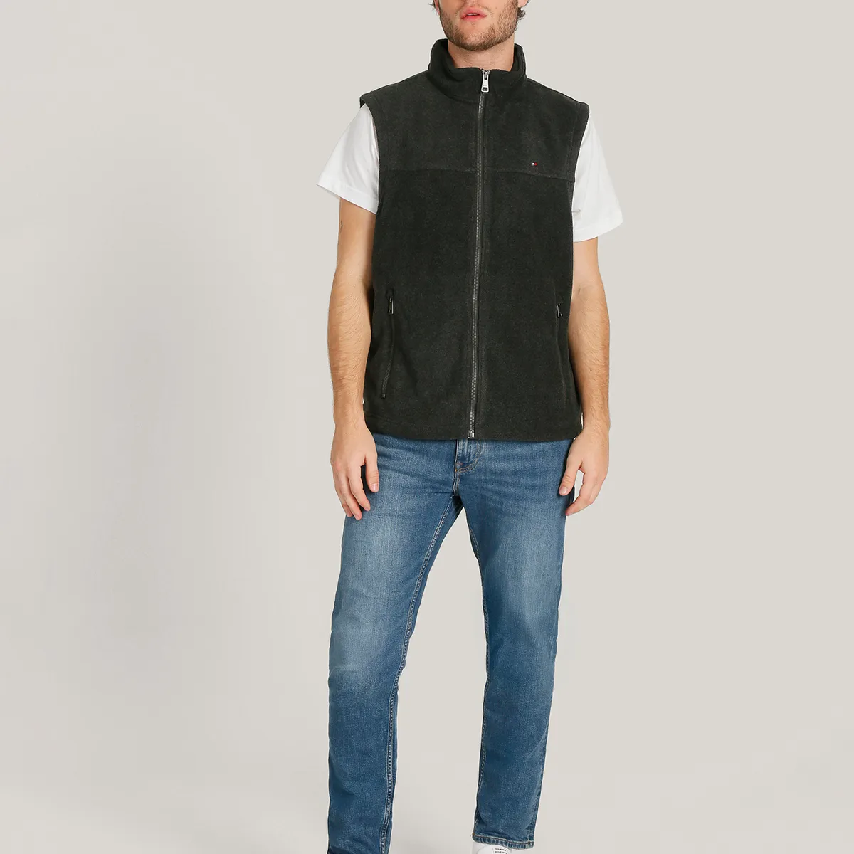 TOMMY HILFIGER - Chaqueta Vest Solid Con Logo Gris Tommy Hilfiger