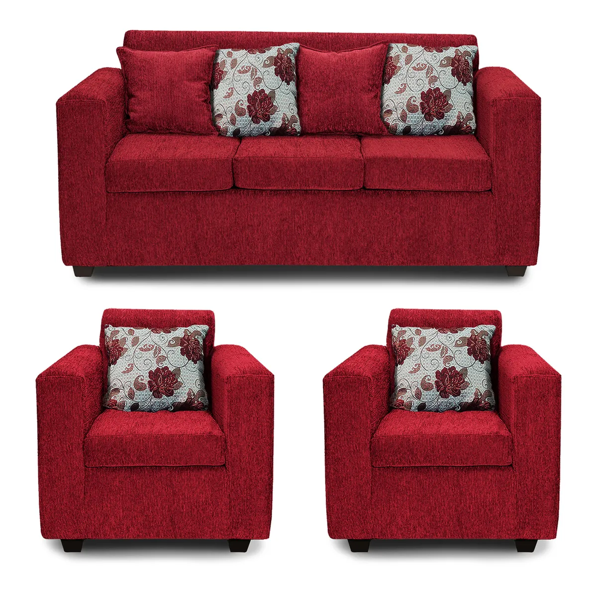 ADONIS LEUDH - Living 3+1+1 Ezeiza Chenille Rojo Italiano XL