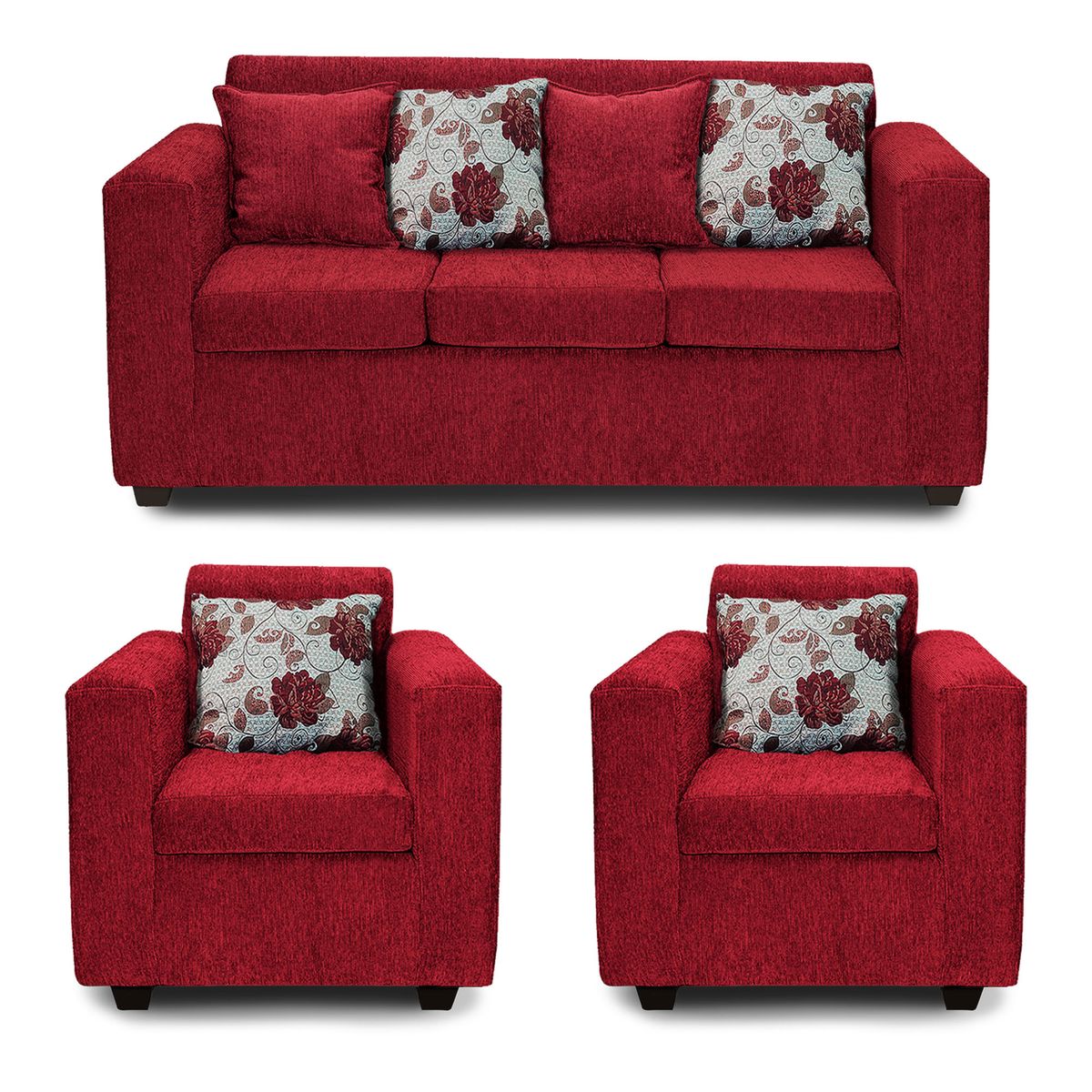 ADONIS LEUDH - Living 3+1+1 Ezeiza Chenille Rojo Italiano XL