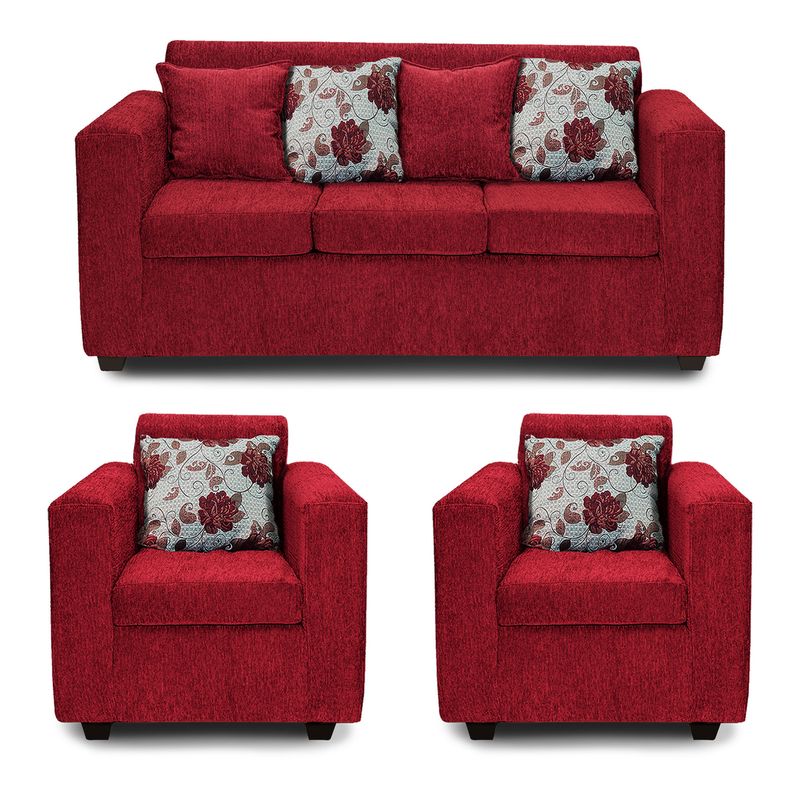 ADONIS LEUDH - Living 3+1+1 Ezeiza Chenille Rojo Italiano XL