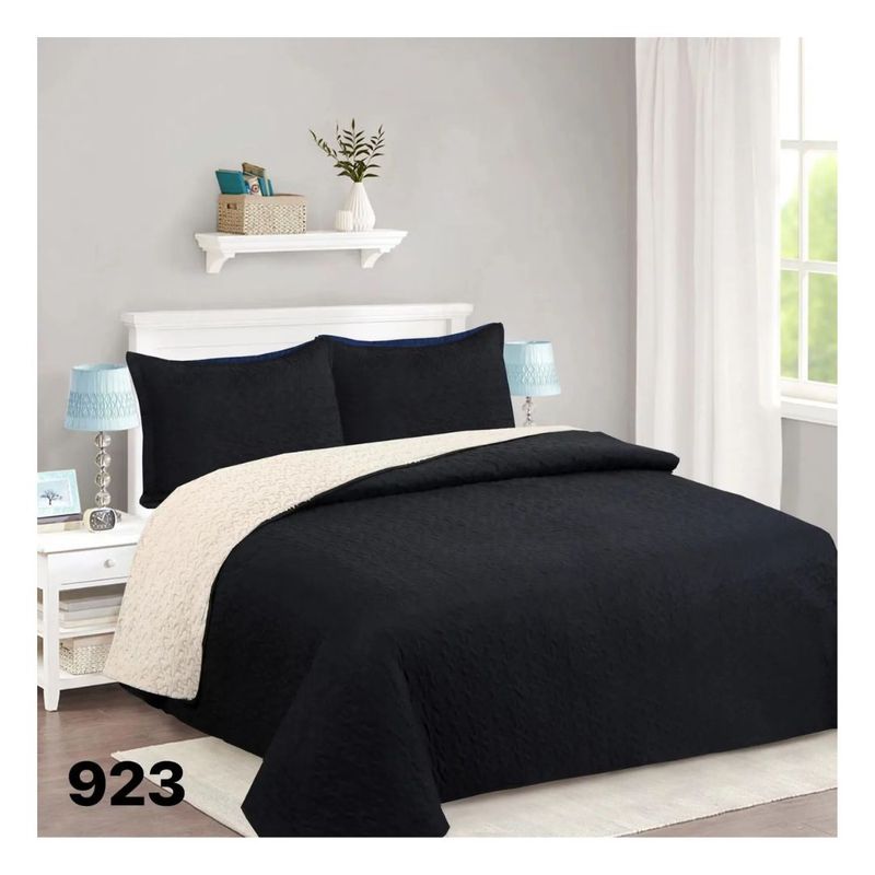 GENERICO - Cubrecama Sherpa 1.5 Plazas - Negro M923