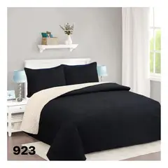 GENERICO - Cubrecama Sherpa 1.5 Plazas - Negro M923
