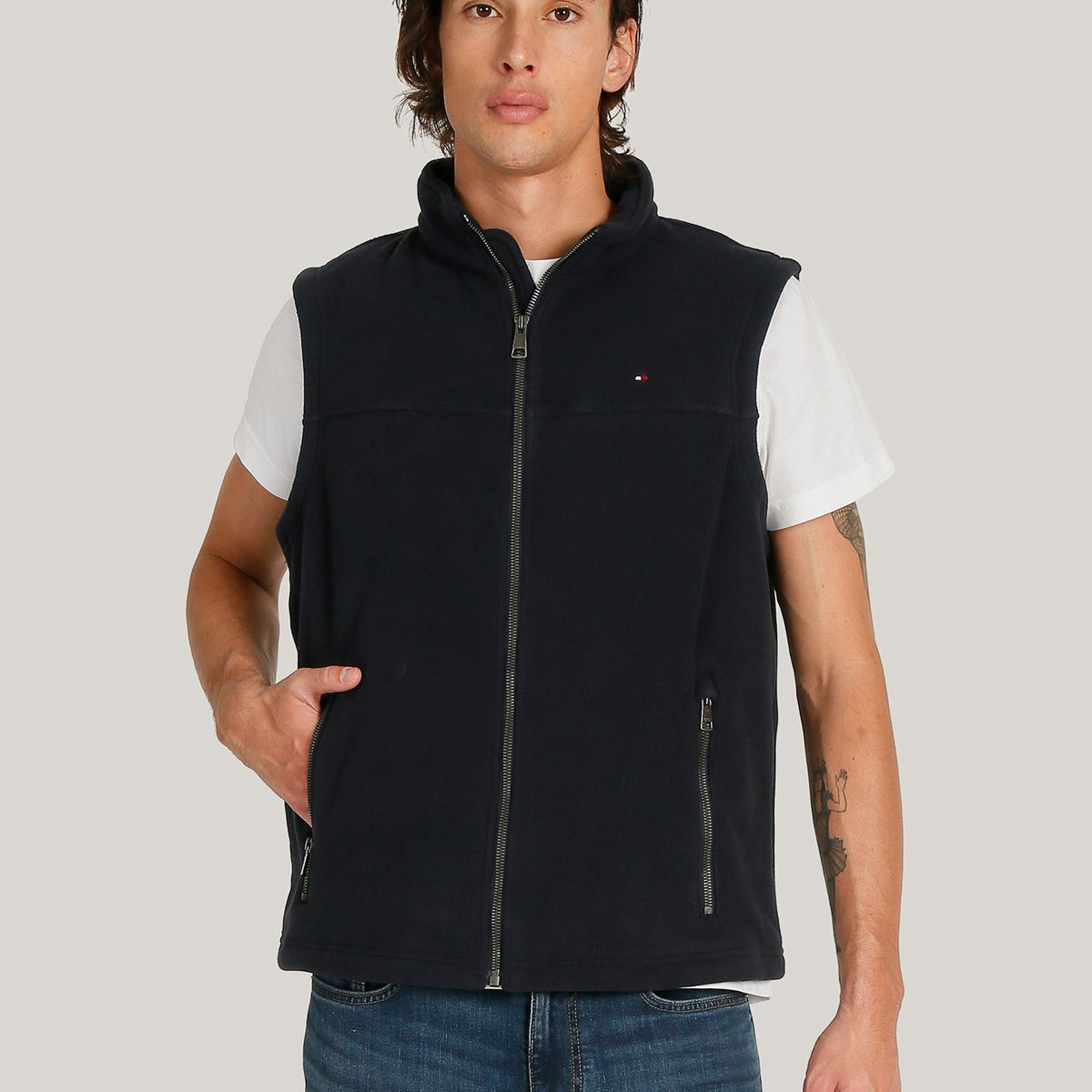 TOMMY HILFIGER - Chaqueta Vest Solid Con Logo Azul Tommy Hilfiger