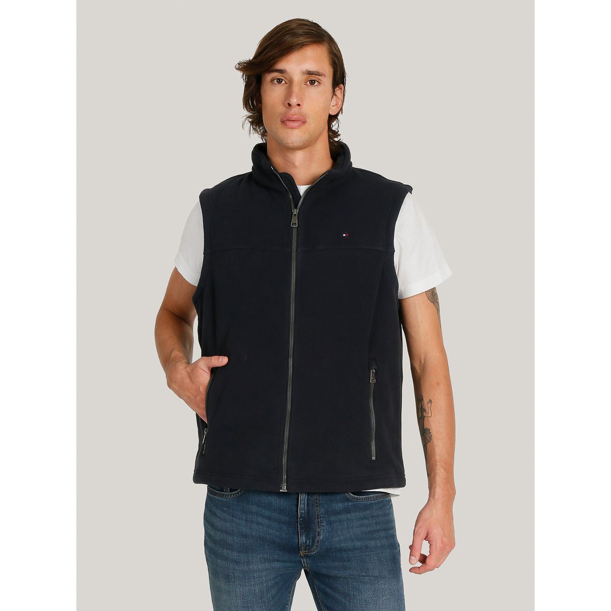 TOMMY HILFIGER - Chaqueta Vest Solid Con Logo Azul Tommy Hilfiger