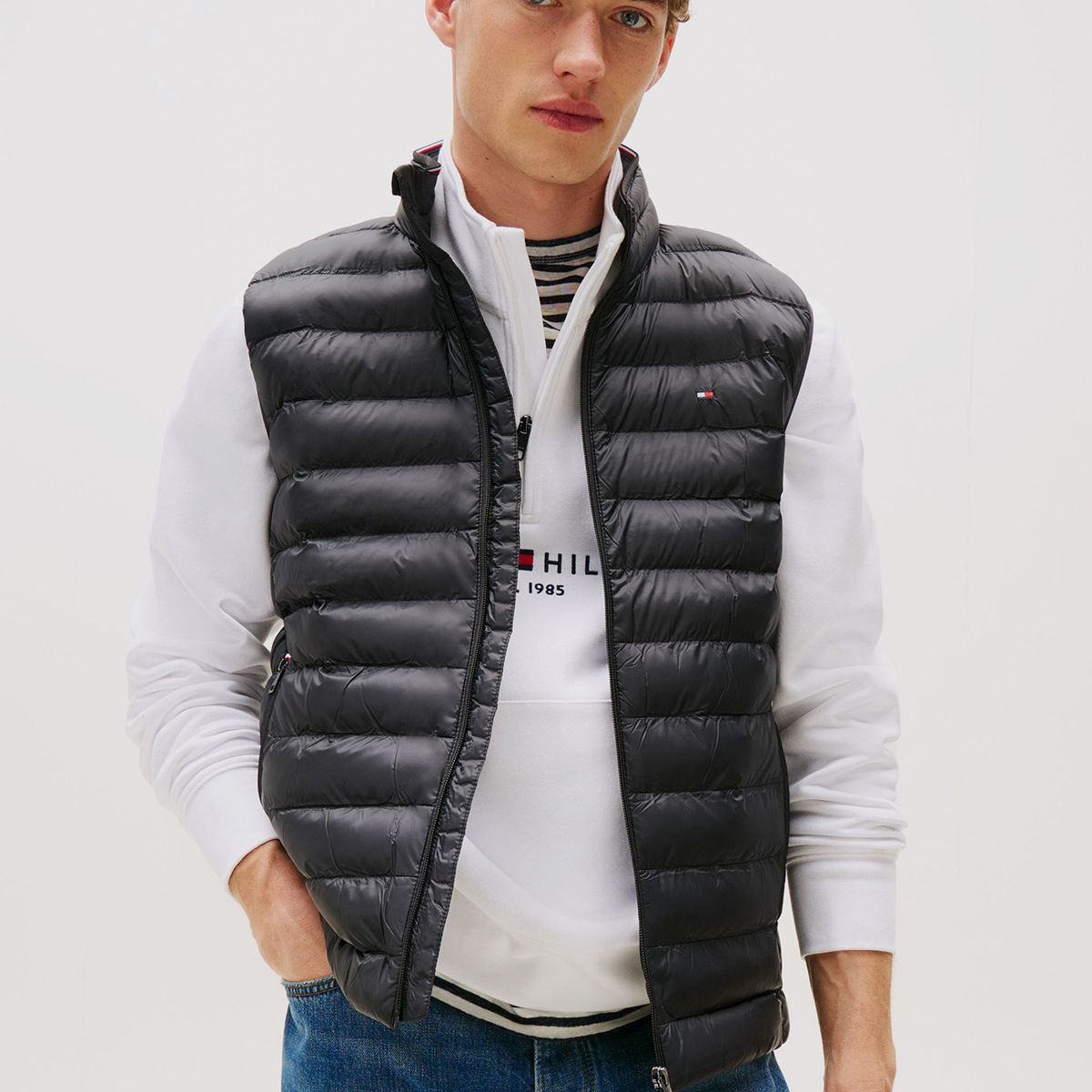 TOMMY HILFIGER - Parka Vest Packable Solid Negro Tommy Hilfiger