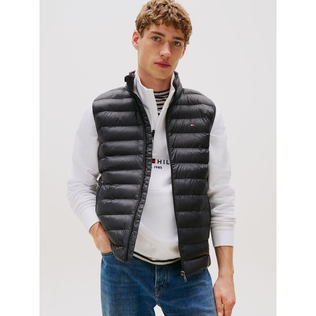 TOMMY HILFIGER - Parka Vest Packable Solid Negro Tommy Hilfiger