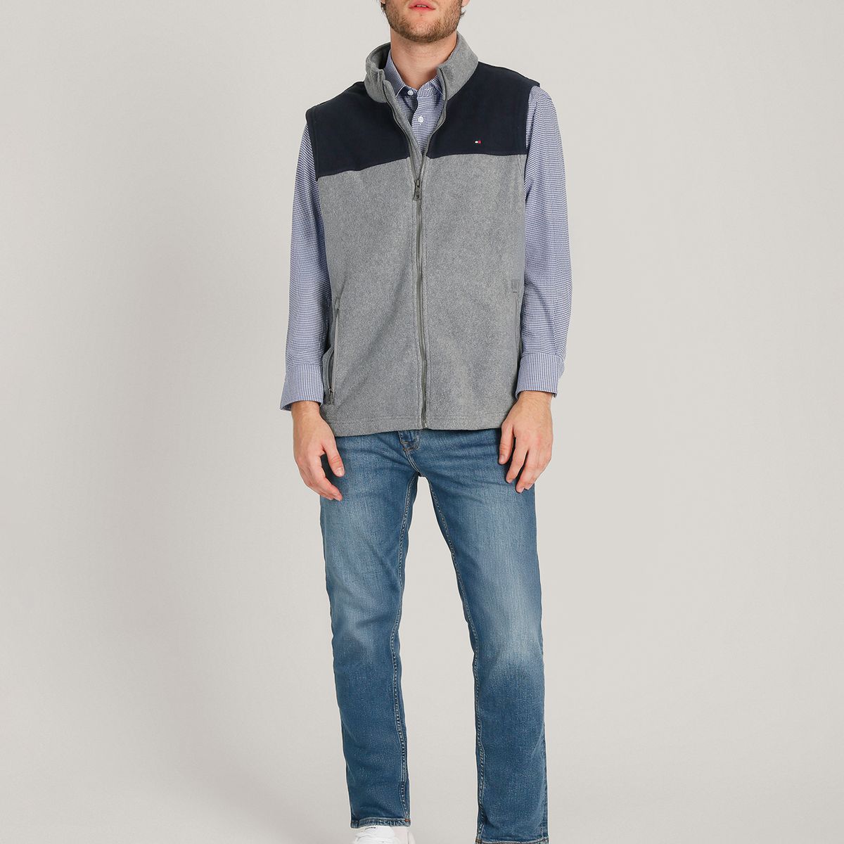 TOMMY HILFIGER - Chaqueta Vest Solid- Logo Gris Tommy Hilfiger